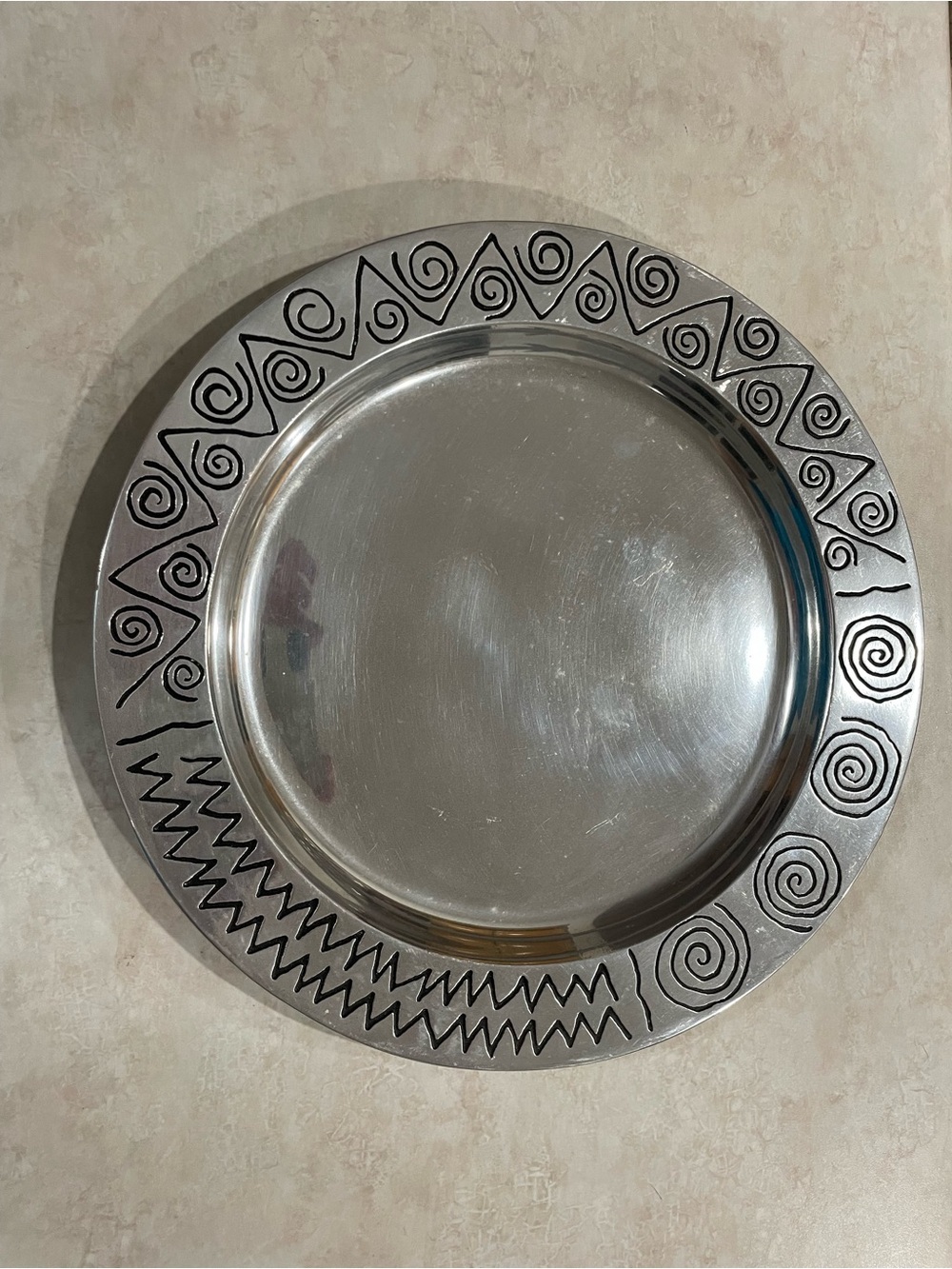 Vintage Wilton Armetale Pewter Reggage Large Round Serving Platter